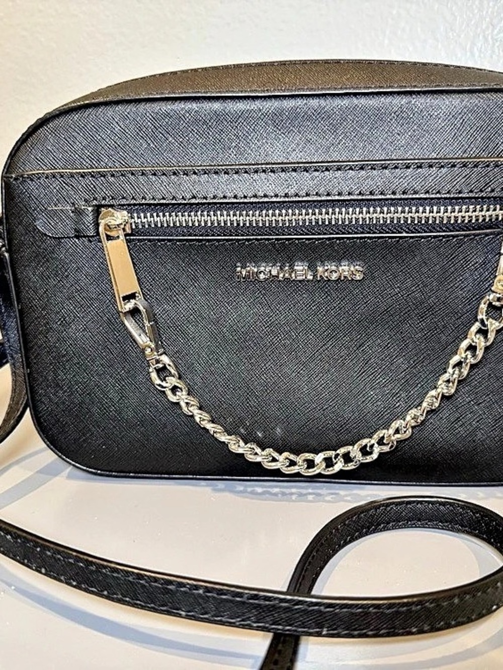 Michael Kors Jet Set Small Leather Zip Chain Crossbody Bag Crossbody